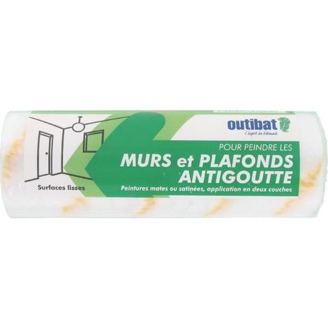 Rouleau de peinture Outibat bi-matière anti-goutte pour murs et plafonds - Largeur 180mm - Noir
