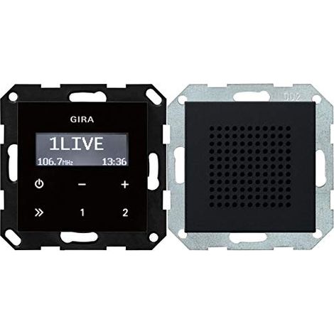 GIRA 2280005 SYSTEM 55 RADIO ENCASTRÉE RDS AVEC HAUT-PARLEUR ASPECT VERRE NOIR MAT