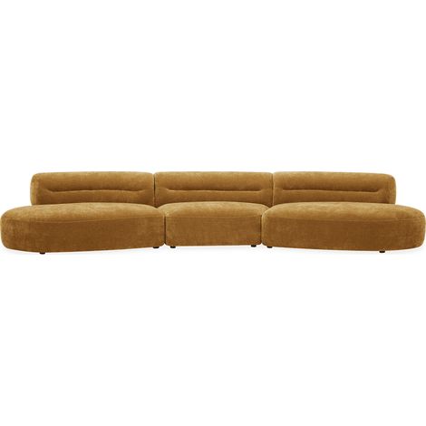 Canape droit fixe 6 places en velours tisse moutarde imenia (1/5)