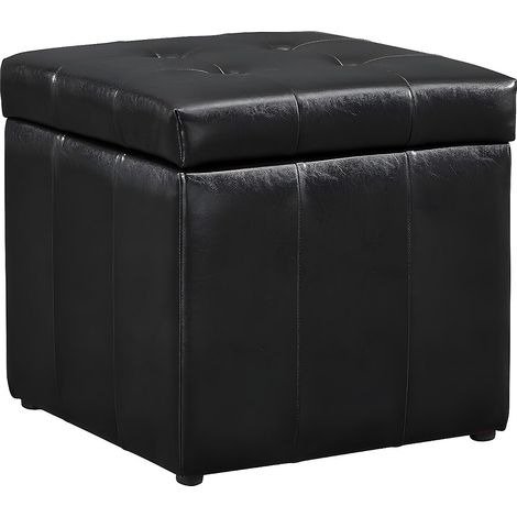 Pouf portaoggetti SERAFINO in similpelle - Nero