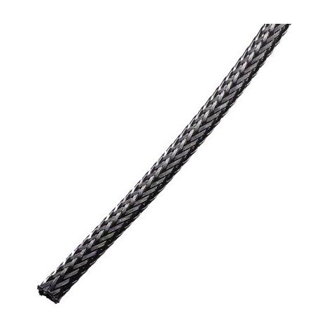 Gaine Tressée 6mm RS PRO, Noir en PET, 100m ( Prix pour Bobine de 100 Mètres )