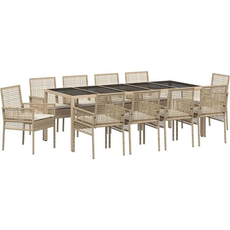 Maison Exclusive - Conjunto de Comedor de Jardín 11 pcs Beige rat