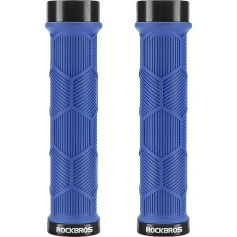 Manopola per manubrio di bicicletta, in silicone antiscivolo, design ultraleggero, blu (1/2)