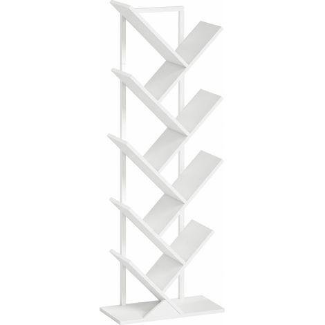CHICFURN Libreria ad albero a 9 livelli 50 x 24 x 136 cm in legno bianco, salvaspazio (1/5)