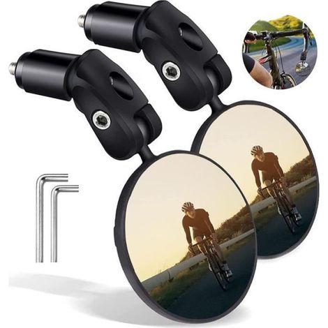 Rétroviseur de Vélo - Miroir Convexe 360° Réglable - Lot de 2 - ABS + Résine de Nylon - 49g chacun (1/3)
