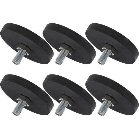 Aimants de Fixation Base Magnétique Résistante et Étanche Lot de 6 pour Voiture M6 Revêtement en Caoutchouc pour Montage D'éclairage et Caméras (1/5)