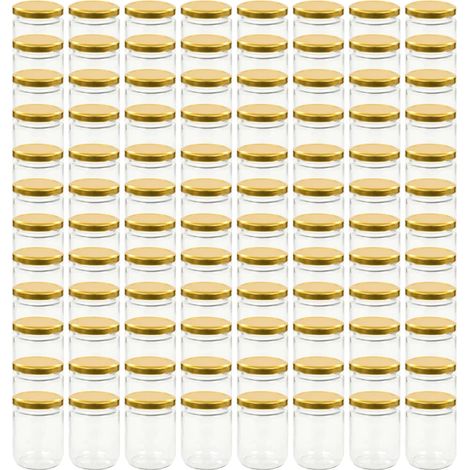 Glass Jam Jars with Gold Lid 96 pcs 230 ml vidaXL