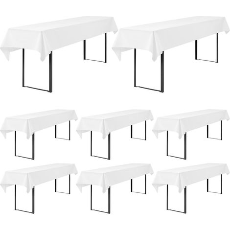 Housses de table de bière, lot de 8, blanc, 100x250cm, lavable, infroissable