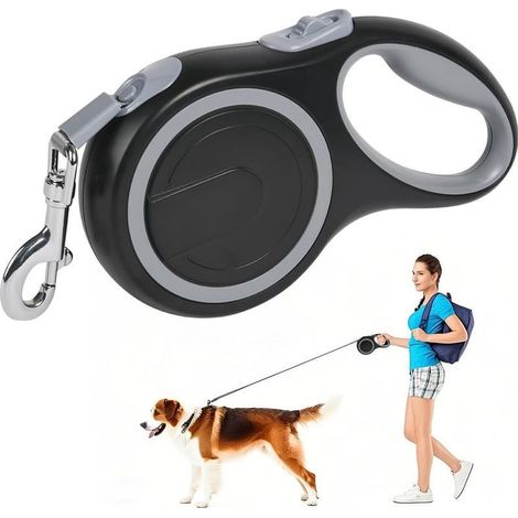 Laisse Chien Rétractable, 5 M Laisse Chien Enrouleur Nylon, 360 ° sans Enchevêtrement, Système de Guidage Perfectionné, Laisse Rétractable pour Chiens Jusqu'à 20kg pour Formation Marche (1/5)