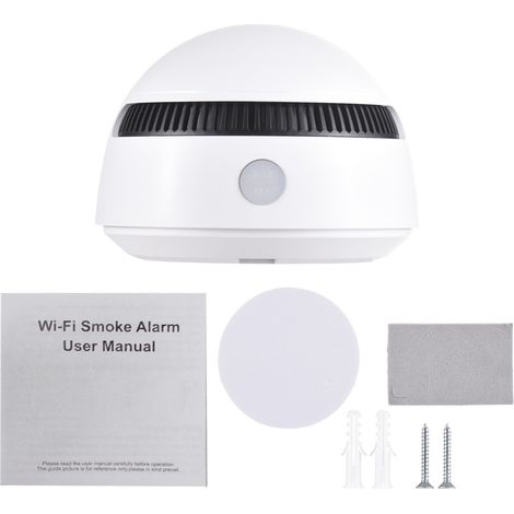 Détecteur de fumée intelligent WiFi 2.4G alarme sonore et lumineuse avertissement batterie faible pour maison bureau garage (1/5)