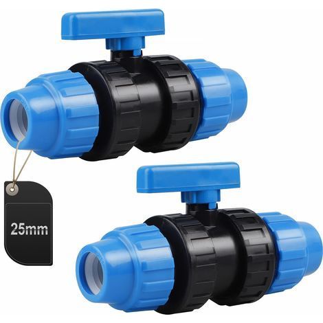 2 Pièces Connecteur en PP pour Tuyau d'eau, Connecteur de Serrage pour Tuyaux en PE, 25mm (Bleu) (1/5)