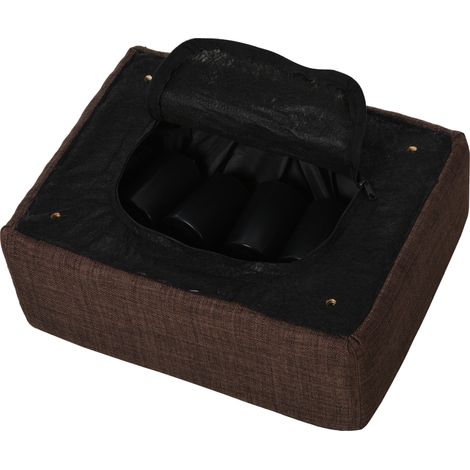Pouf ottoman rectangulaire brun, tabouret rembourré design pour salon et entrée, supporte jusqu'à 100 kg, dimensions 40 x 30 x 24 cm, repose-pieds moderne. (1/5)