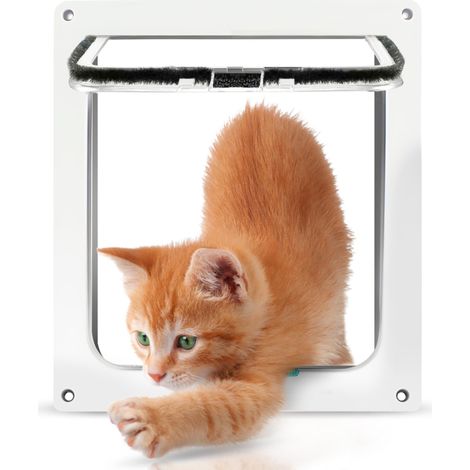 Chatière pour Chat et Chien Intérieure, Porte Chat Baie Vitrée Coulissante, Porte Chat Magnétique 4 Voies, Gateway pour Animaux, Blanc, 20x20x2 cm (1/5)