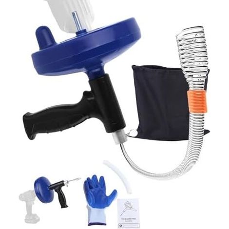 Abflussreiniger mit 7,5 m langer, flexibler Edelstahlstange – Rohrreinigungsspirale, ideal zum Reinigen aller Arten von Abflüssen, Entfernen von Verstopfungen, Haaren und anderen Ablagerungen – (1/5)
