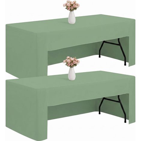 2er Set Tischdecke Salbeigrün für 6ft Rechtecktische, 241x75x73 cm, waschbar