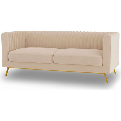 Sofá de 2 plazas en terciopelo beige - Gatsby