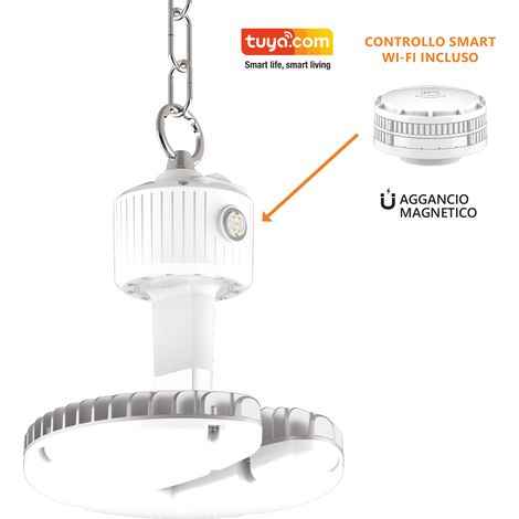 Alcapower Proiettore LED UFO High-Bay 80W Wi-Fi Smart CCT Regolabile 10000lm 120° IP65 - Soluzione illuminotecnica professionale ad alte prestazioni