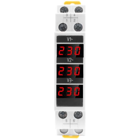 BUNTHAUS PA Disjoncteur SDM010, type rail modulaire, voltmètre numérique triphasé, instrument électrique électronique, AC 80-500 V, 1 pièce (1/4)