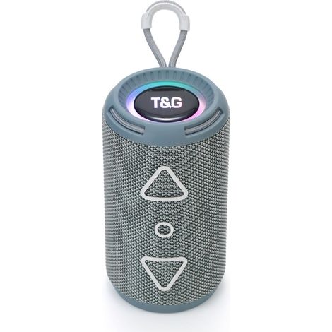 Enceinte Bluetooth stéréo portable à 360°, étanche IPX5, son haute fidélité, grise (1/5)