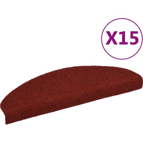 Maison Exclusive - Tapis d'escalier auto-adhésif Poinçon aiguilleté 15 pcs Rouge (1/5)