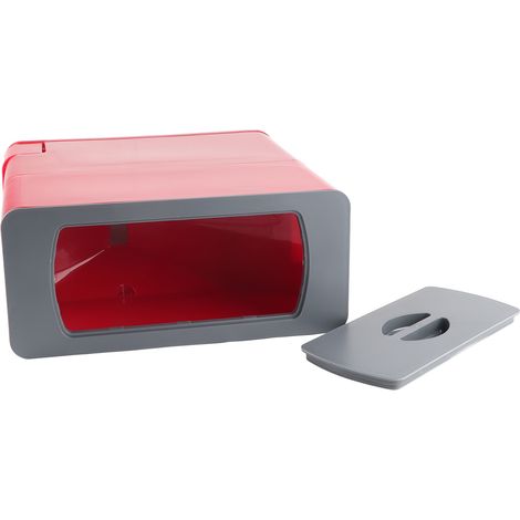 Distributeur de riz transparent avec entonnoir gradué, anti-poussière, pour riz, soja et flocons d'avoine, rouge, taille S (34 x 15 x 35 cm). (1/5)