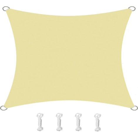 Voile d'ombrage carrée, imperméable, coupe-vent, résistante aux UV, convient pour cour, jardin, terrasse 3x3m beige