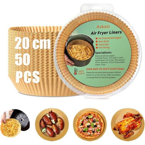50 Feuilles Papier Parchemin - Pour Friteuse À Air - 16 x 16 x 4,5 cm - Antiadhésif Résistant À La Chaleur Jusqu'à 230 °C - Compatible Friteuses De 2,5 À 4,5 L (1/4)