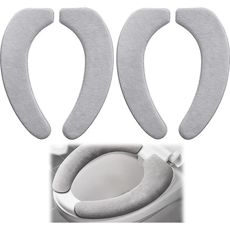 2 Paires Housses de siège, Velours gris, Imperméable, Anti-froid, Salle de bain (1/5)