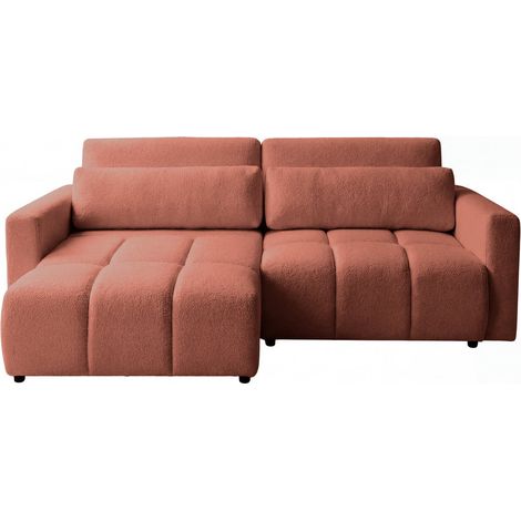 MAIA - Canapé amovible convertible tissu texturé 3 places Terracotta (1/5)