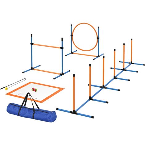 Kit agility chien 7 pièces, parcours d'entraînement avec haie, anneau et slalom, pour jeux en intérieur et extérieur (1/5)