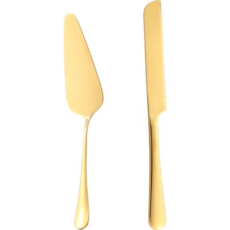 Couteau A Gateau - Spatule A Gateau - Acier Inoxydable 18/0 - 23 cm - Pour Mariage Fete Anniversaire - Lot De 2 (1/5)
