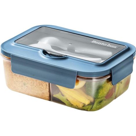 Portapranzo - Portapranzo per adulti - Portapranzo per bambini - Portapranzo con scomparti - Portapranzo riutilizzabile - Contenitore con 2 scomparti - Isolato termicamente - Sigillabile - Portatile - (1/5)