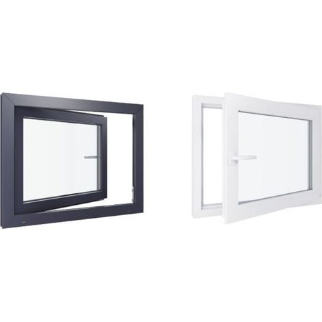 Finestra in PVC - Triplo vetro - Bicolore - Bianco e grigio - 900 mmx700 mm cm