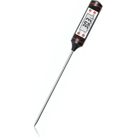 Thermomètre alimentaire stylo haute précision avec écran LCD et sonde en acier inoxydable noir (1/5)