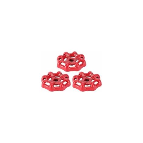 Válvula de volante, válvula de bola de hierro, válvula de cierre, grifo, tubería de agua, parte superior, manija, 6 x 6 mm (rojo), 3 piezas - Crezuo (1/4)