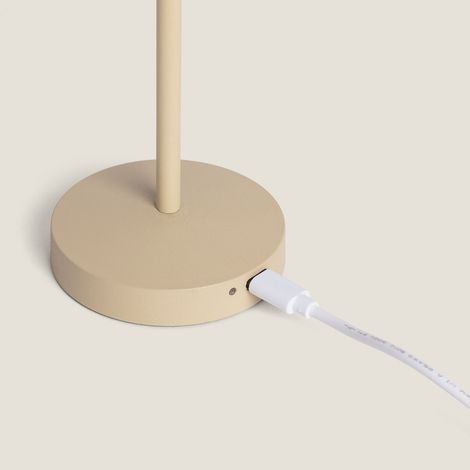 Lámpara de Mesa LED Portátil para Exterior Metal con Batería Recargable Pirinoa Beige