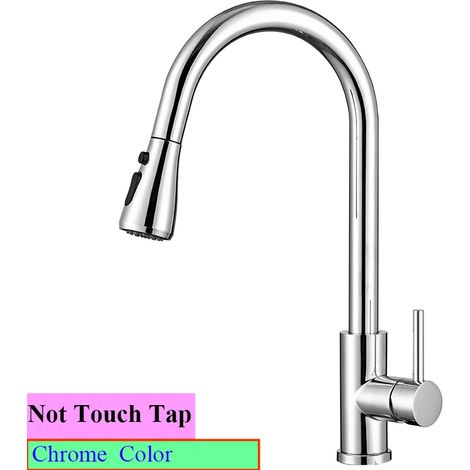(Non tactile-chrome-G1/2) Robinet mitigeur de cuisine tactile Shenducs - Amélioration de l'habitat - Robinet d'eau chaude et froide extractible - Robinet de cuisine tactile à capteur sensible (1/5)