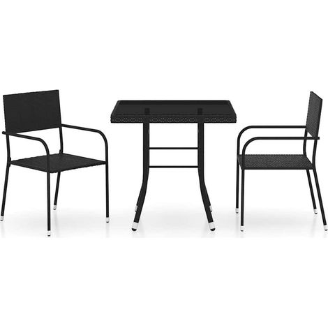 VidaXL - Ensemble de jardin 3 pcs Résine tressée Noir Compact Extérieur (1/5)