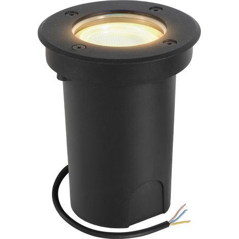Jiubiaz 1x 3W Luci sotterranee Orientabile lampada LED Bianco caldo - Nero Alloggiamento, illuminazione da incasso per giardino ed esterni