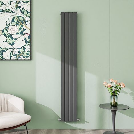 AICA 1800x272mm Anthracite Vertical Designer Radiator Double Flat Panel Heating UK