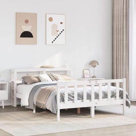vidaXL Bed Frame without Mattress White 150x200 cm King Size Solid Wood Pine (1/5)