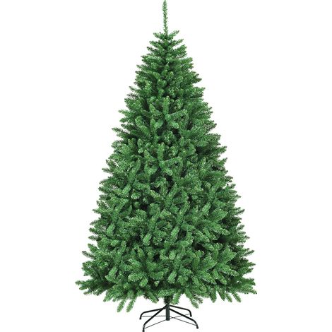 Albero di Natale 228cm non illuminato Abete con base pieghevole metallica Verde (1/5)