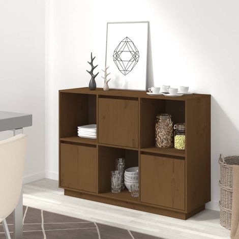 Buffet,Bahut, Meuble de Rangement pour Salon, Salle à Manger Marron miel 110.5x35x80 cm Bois massif de pin, Armoire de Rangement FBV70027 (1/5)