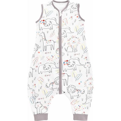 Gigoteuse d'été à Pieds Combinaison Fille Garçon Sac de Couchage Turbulette 0.5 tog, Joyeux Zoo, 70cm/Taille Bébé 80-90cm (1/5)