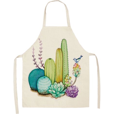 Tablier De Cuisine - Polyester Imperméable Et Résistant À L'Huile - Motif Plantes Colorées - Pour Maison Et Restaurant - 1 Pièce (1/2)