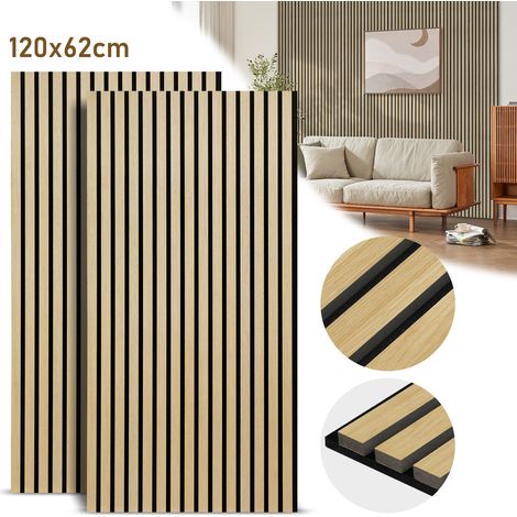 Randaco Akustikpaneel Wandpaneel Moderne Wandpaneele  Akustik HolzwandHolz 2 Paneele MDF Wandpaneele 120x60x2.1cm Hölzern (1/5)
