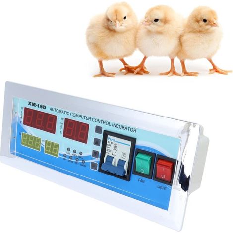 XM-18D Regolatore per incubatrice per uova 180-240V con schermo LCD, regolatore completamente automatico di temperatura e umidità, regolatore per incubatrice in plastica (1/5)