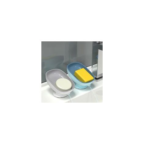 Lot de 2 Porte-Savon Avec Drainage en Plastique - Boîte à Savon de Douche à Ventouse - Pour Salle de Bain, Cuisine - Nettoyage Facile (1/5)