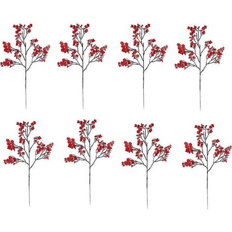 Bouquet de fausses fleurs rouges de Noël, fleurs artificielles réalistes, décoration festive pour sapin, centre de table et maison, lot de 12 pièces, 35 cm, sans entretien (1/5)