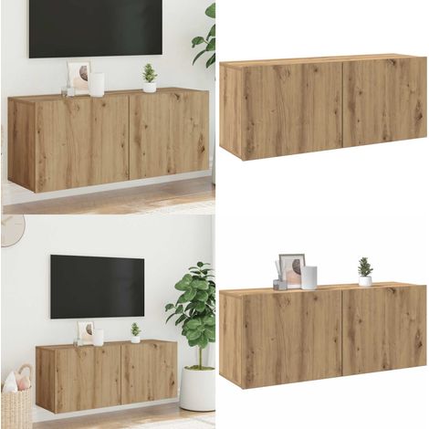vidaXL Meuble TV mural chêne artisanal 100x30x41 cm (1/5)
